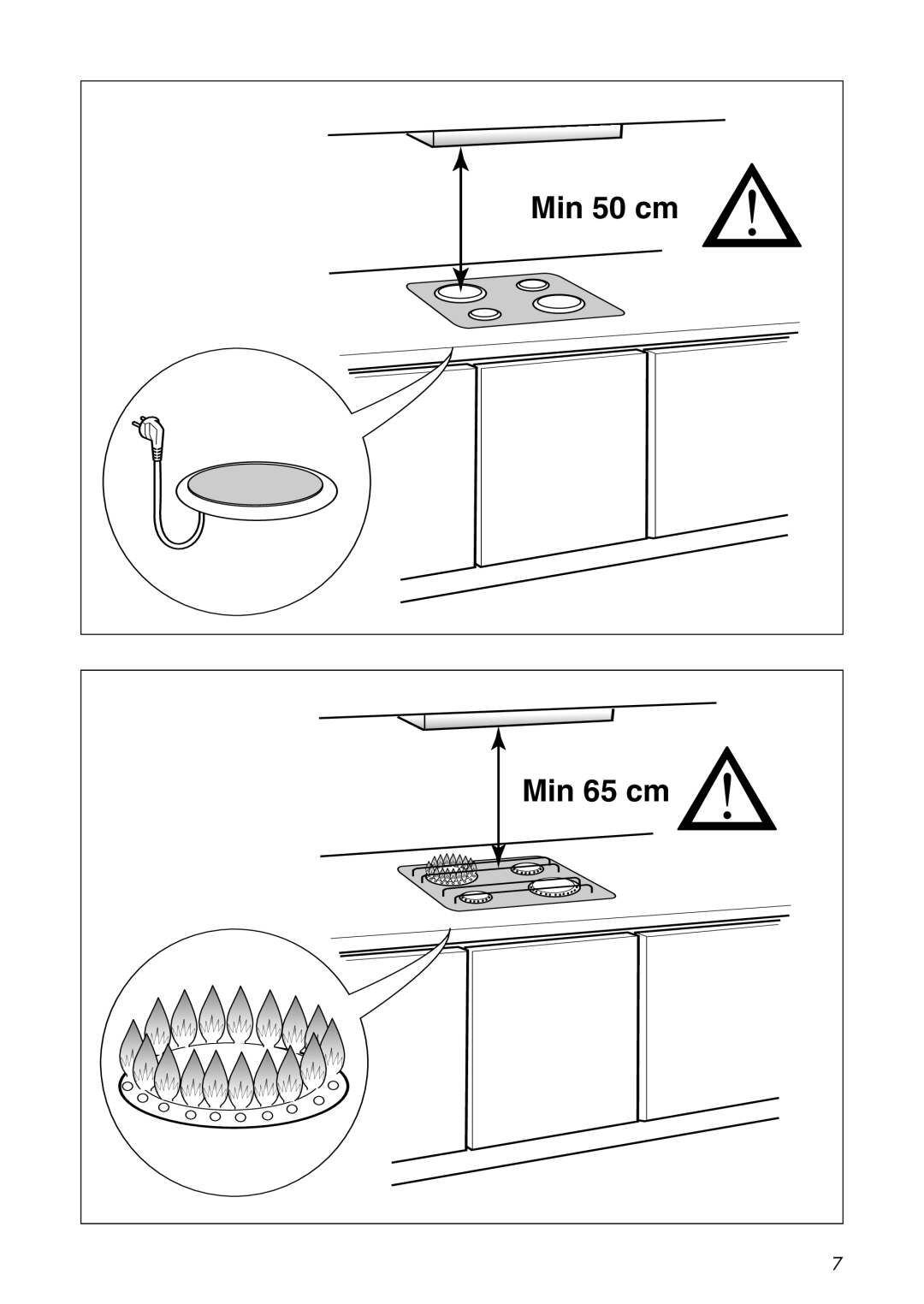 IKEA BF325 manual Min 50 cm, Min 65 cm 