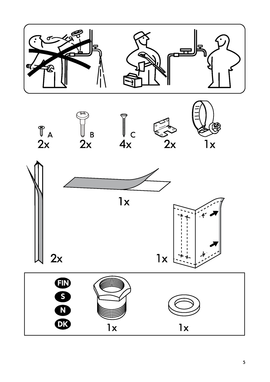 IKEA DW45 manual 2xA B 4xC, Fin S N 