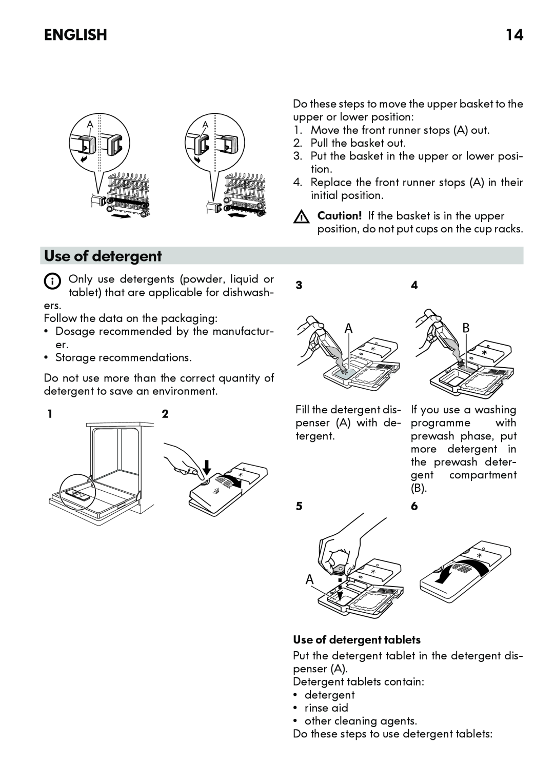IKEA DW60 manual Use of detergent, English 