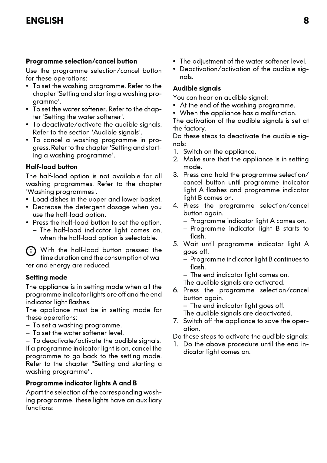 IKEA DW60 manual English, Programme selection/cancel button 