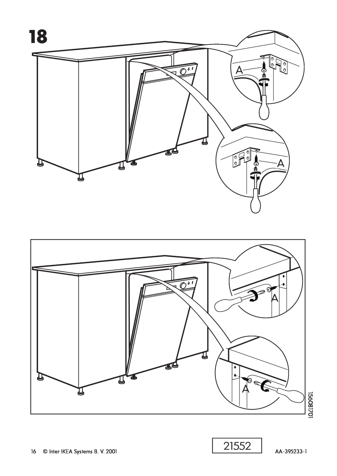IKEA DW60 manual 21552, Inter IKEA Systems B, AA-395233-1, 81701, 1560 