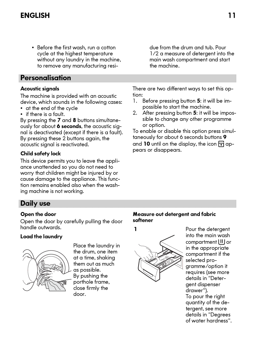 IKEA FWM7 manual Personalisation, Daily use 