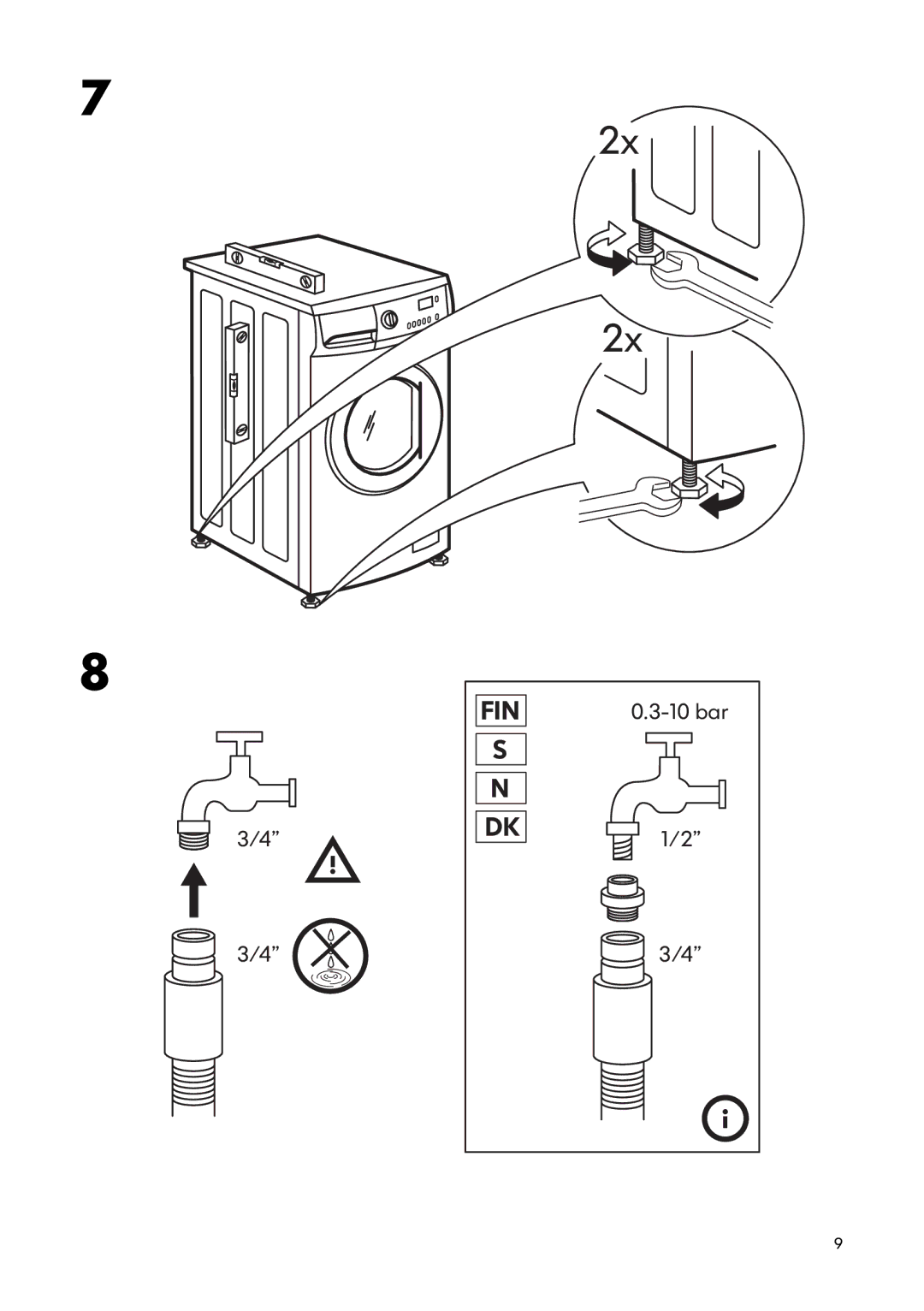 IKEA FWM7 manual 10 bar 