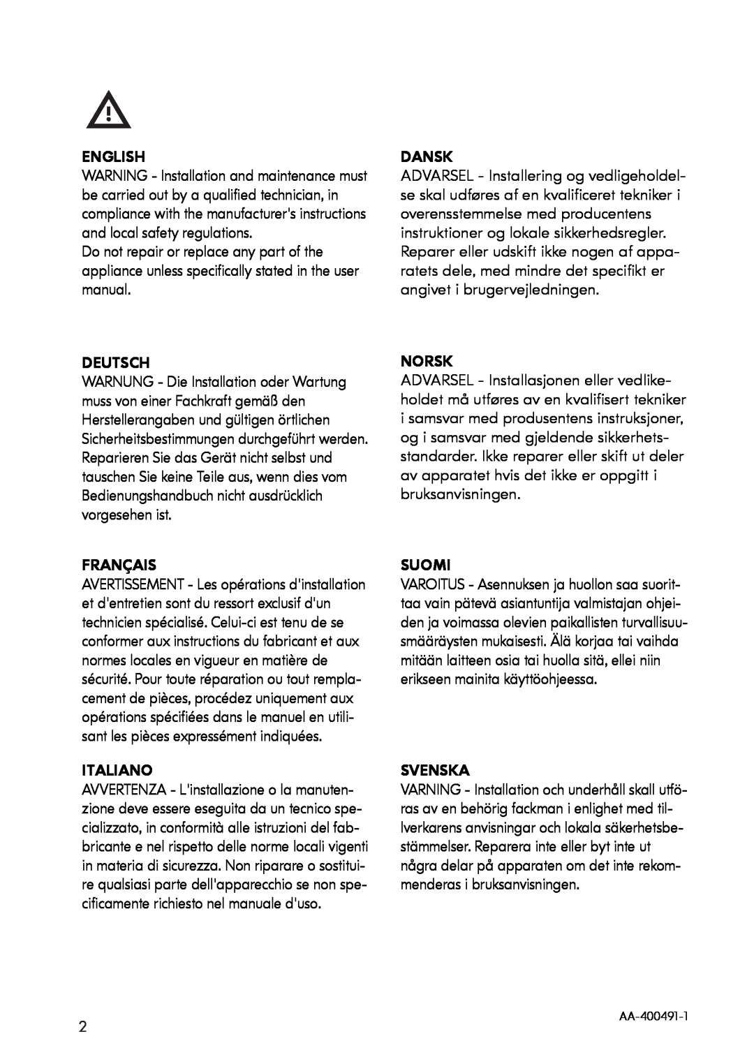 IKEA HIN1T manual English, Deutsch, Français, Italiano, Dansk, Norsk, Suomi, Svenska, AA-400491-1 