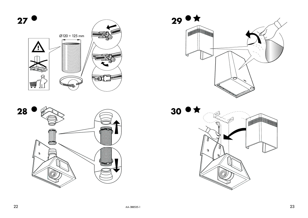 IKEA HW400 manual Ø120 ÷ 125 mm 