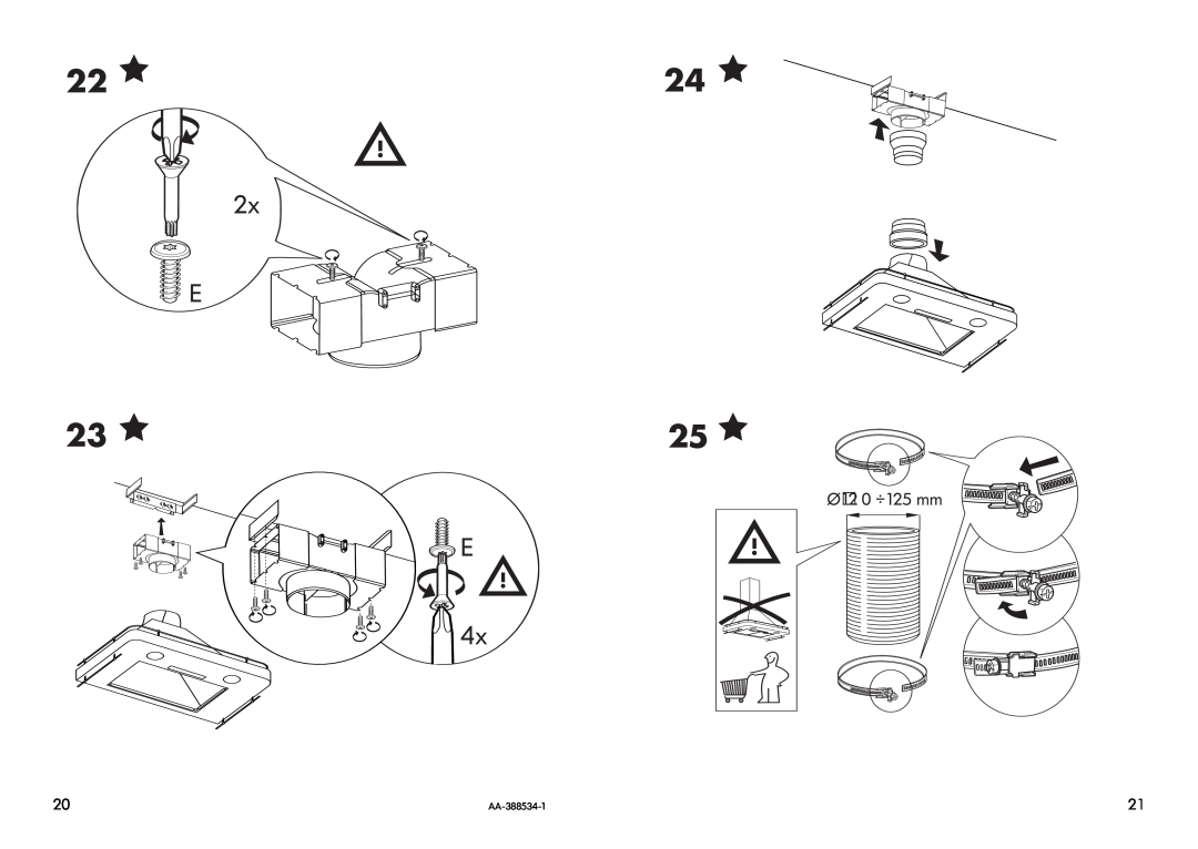 IKEA HW570 manual 2x E, Ø 12 0 ÷125mm 