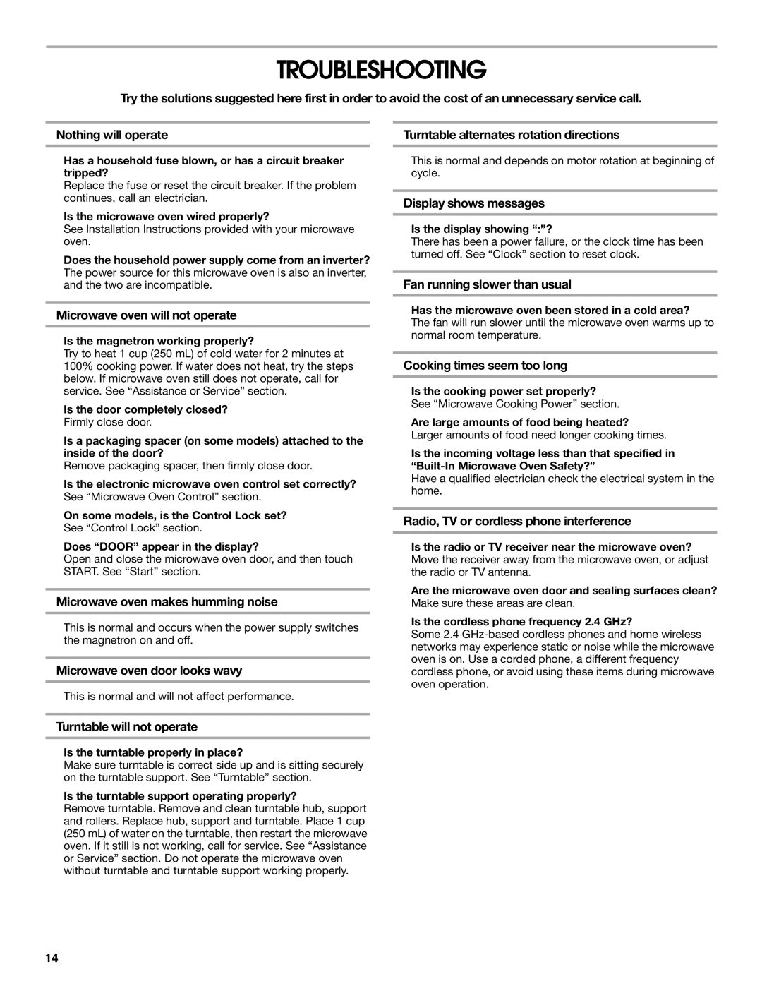 IKEA IBMS1455 manual Troubleshooting 