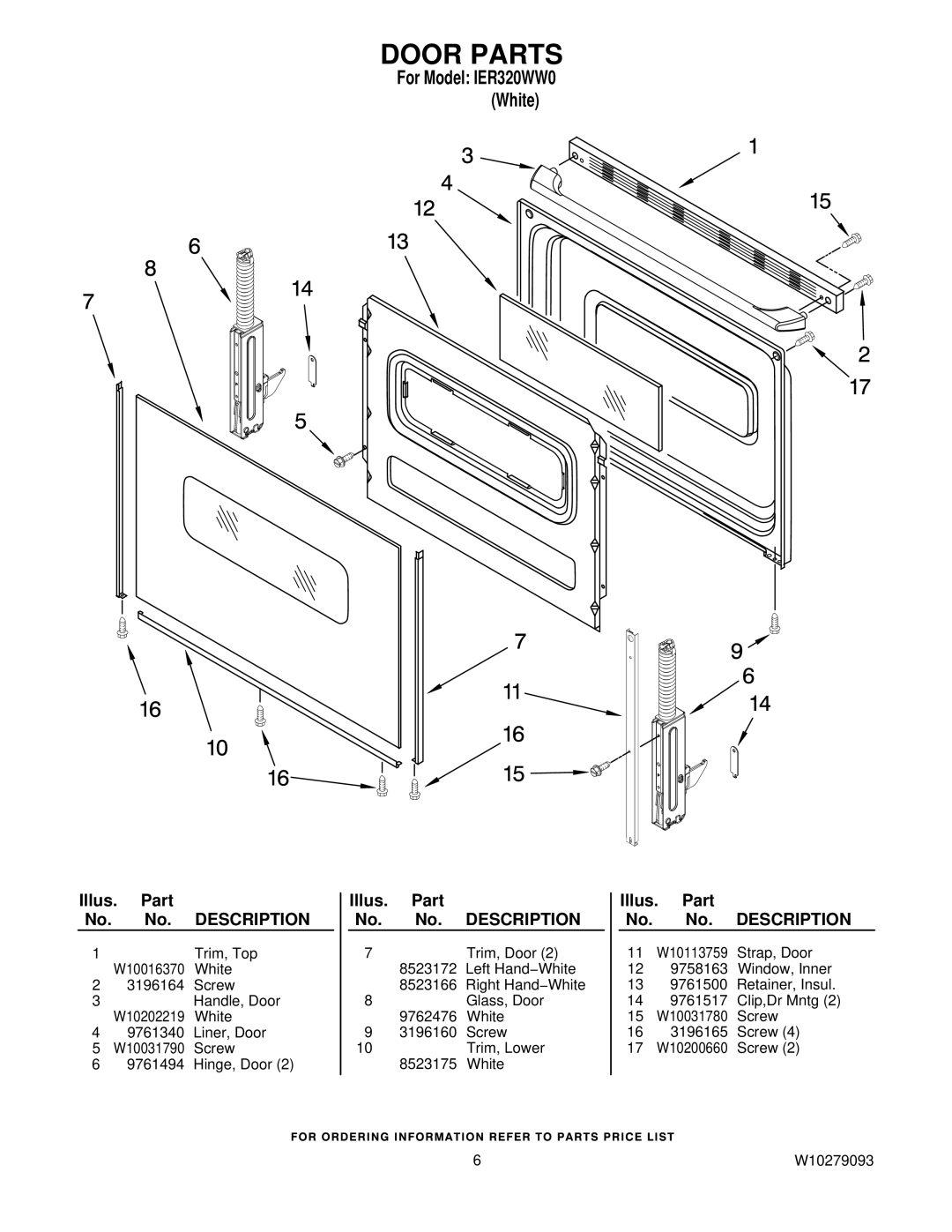 IKEA IER320WW0 owner manual Door Parts 