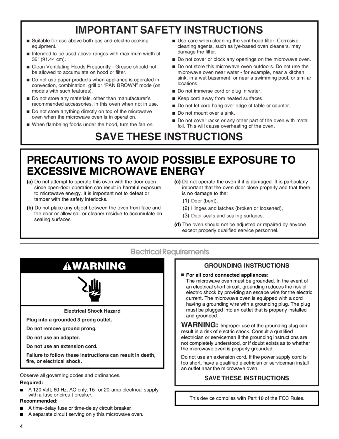 IKEA IMH16, IMH15 manual Electrical Requirements, Required, Recommended 