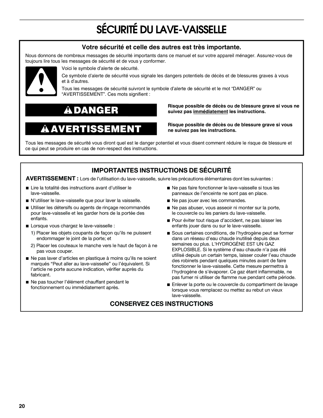 IKEA IUD4000S, IUD6000S manual Sécurité DU LAVE-VAISSELLE, Votre sécurité et celle des autres est très importante 