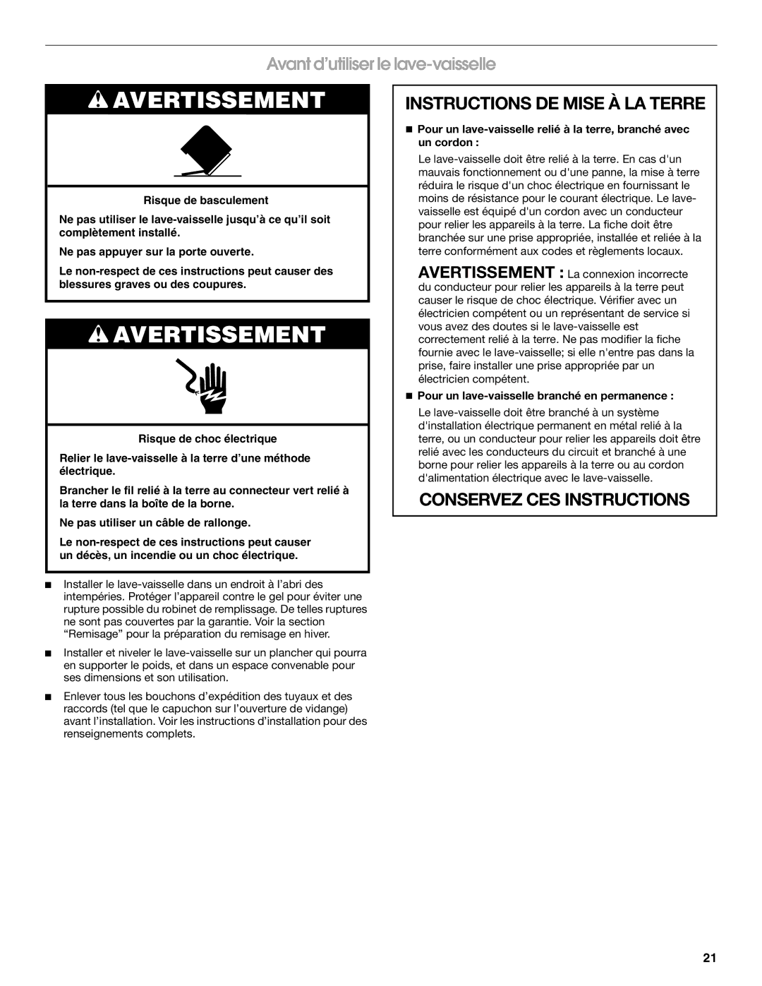 IKEA IUD6000S, IUD4000S manual Avant d’utiliser le lave-vaisselle, Pour un lave-vaisselle branché en permanence 