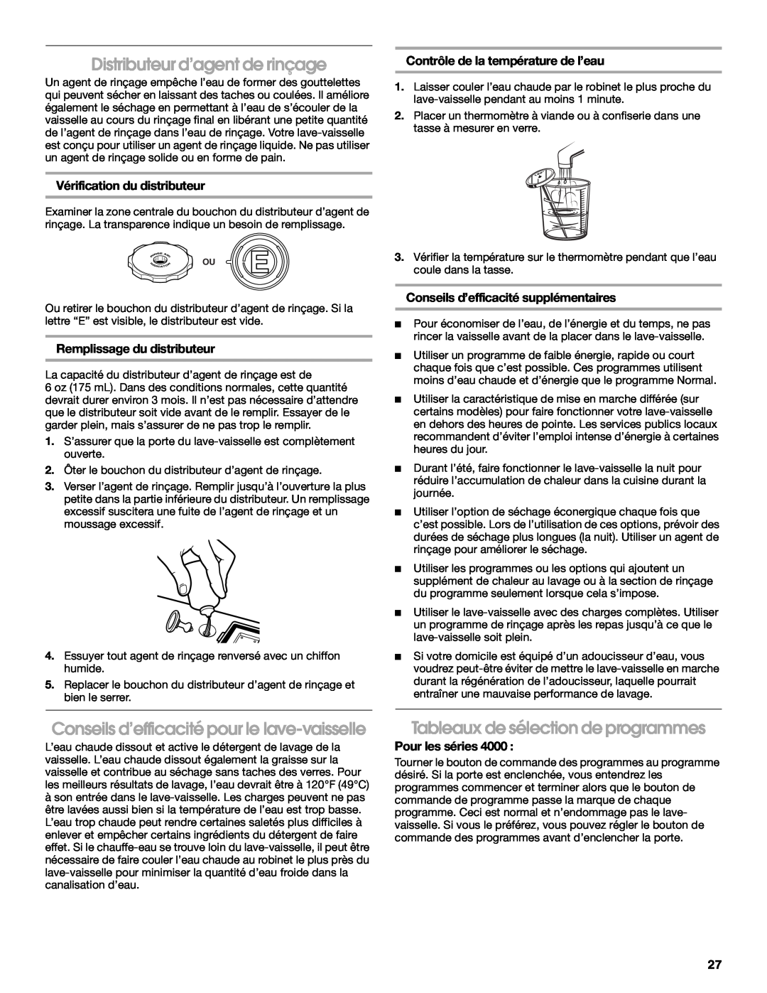 IKEA IUD6000S Distributeur d’agent de rinçage, Conseils d’efficacité pour le lave-vaisselle, Vérification du distributeur 