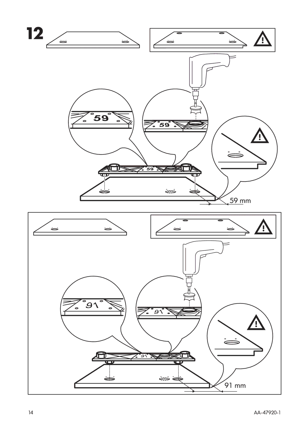 IKEA IWM60 manual 59 mm 91 mm 