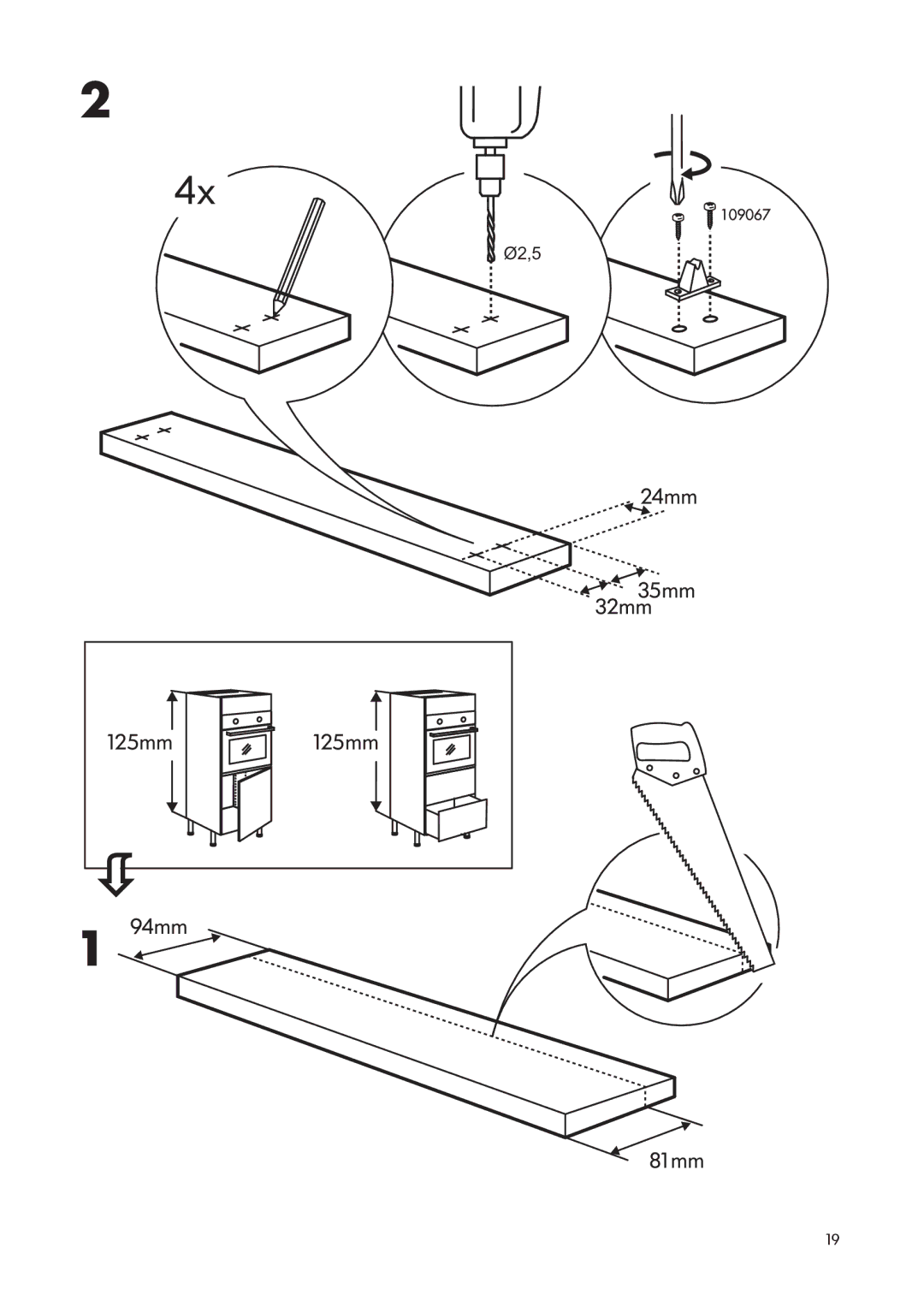 IKEA OV3 manual 24mm 35mm 32mm 125mm 125mm 94mm 81mm 