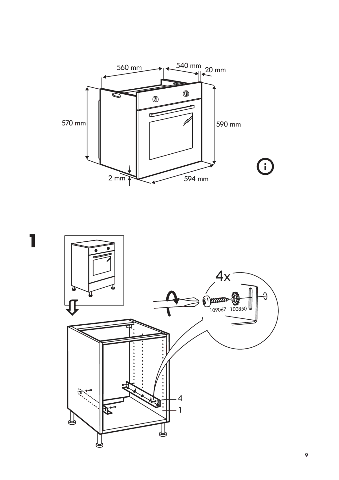 IKEA OV3 manual 570 mm 560 mm 