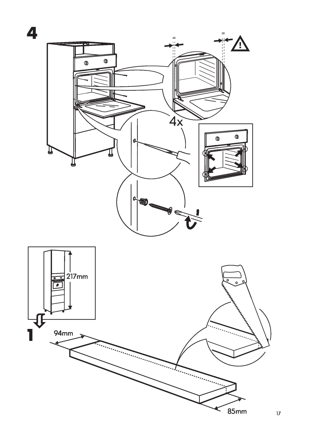 IKEA OV3 manual 217mm 94mm, 85mm, = = 