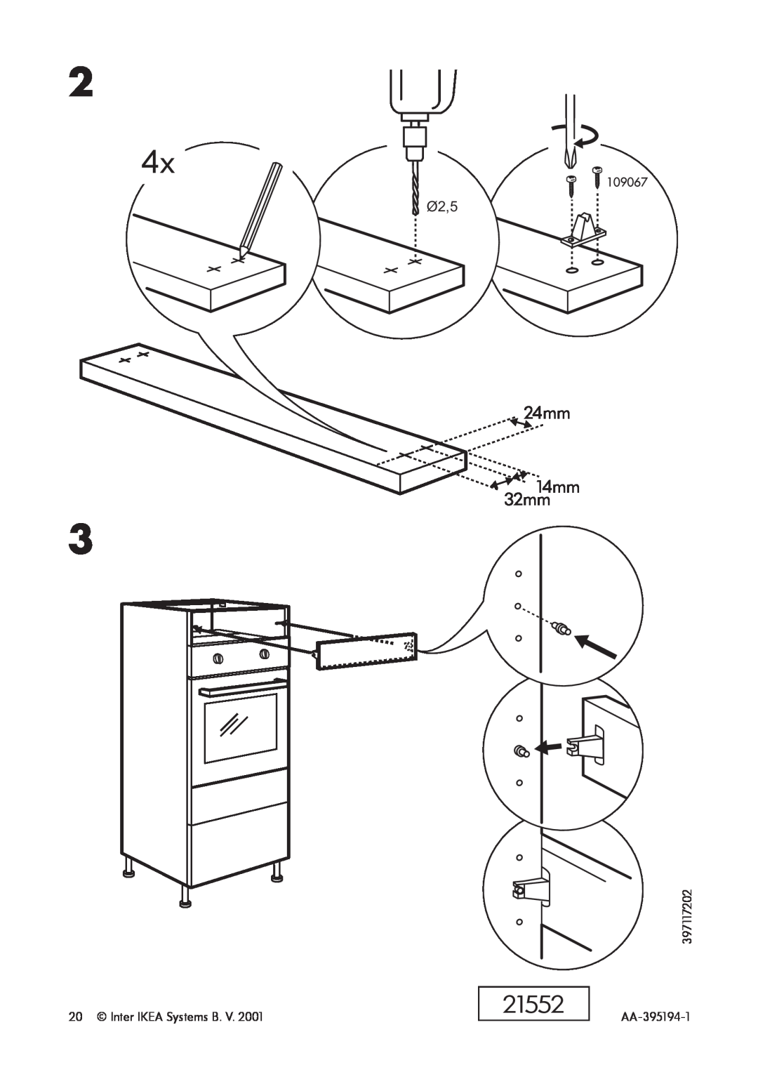 IKEA OV3 manual 24mm, 21552, 14mm 32mm, Inter IKEA Systems B, 397117202 AA-395194-1 