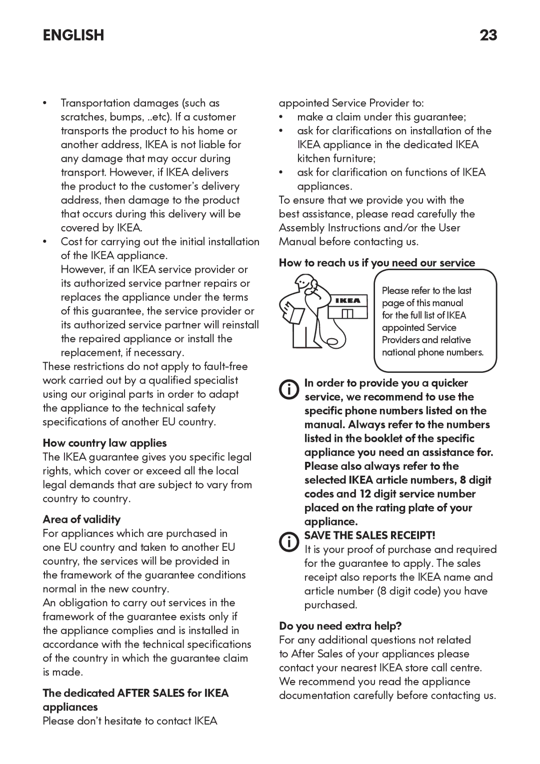 IKEA OV8 manual Save the Sales Receipt 