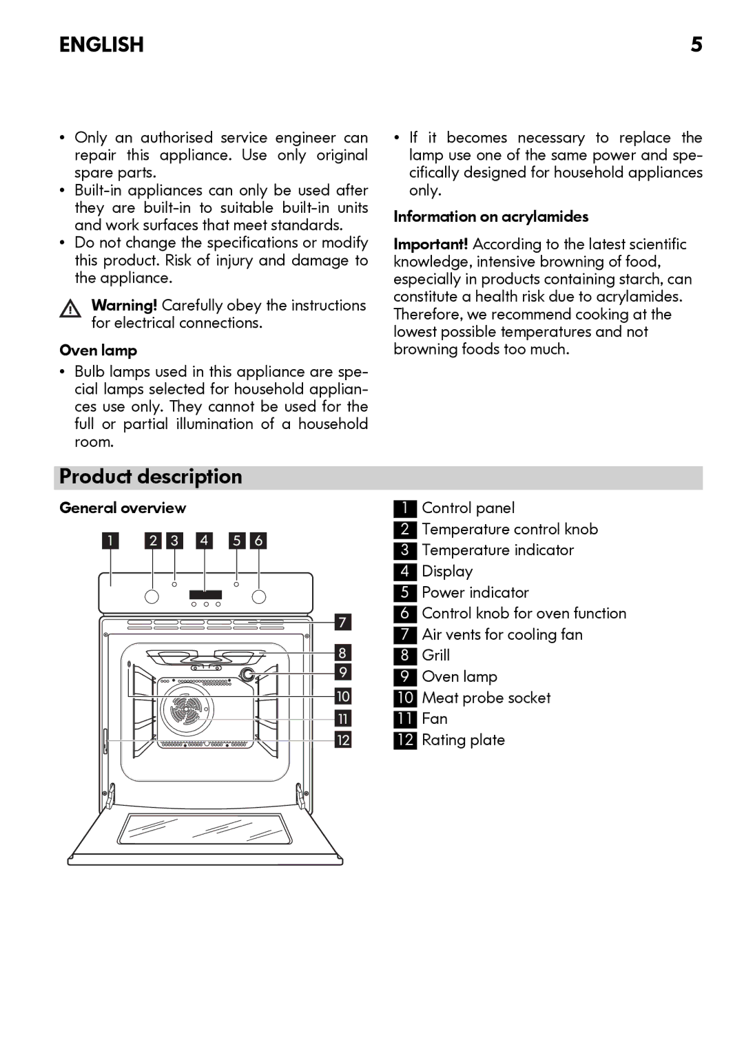 IKEA OV9 manual Product description 