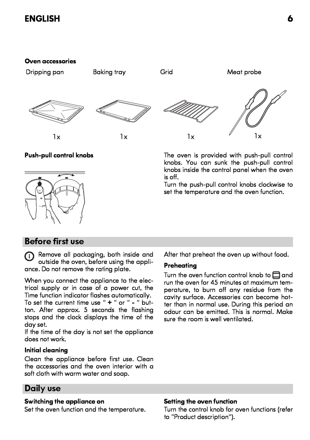 IKEA OV9 manual Before first use, Daily use, English 