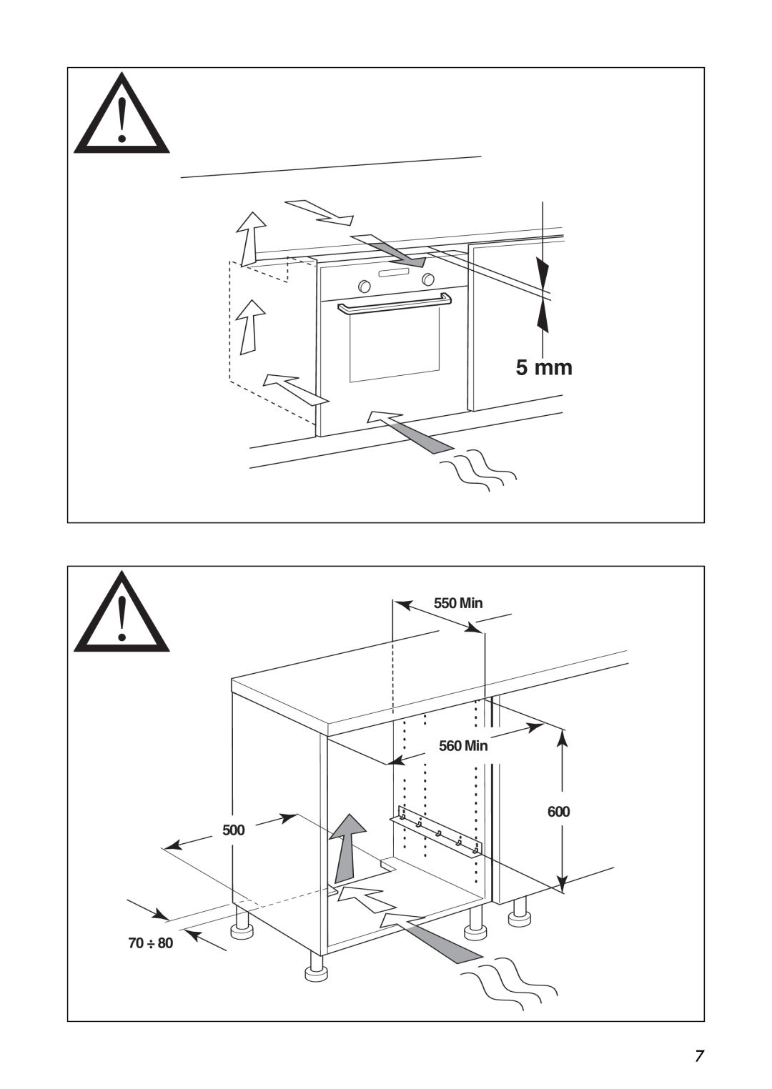 IKEA OV9 manual 550 Min, 560 Min, 5 mm, 70 ÷ 