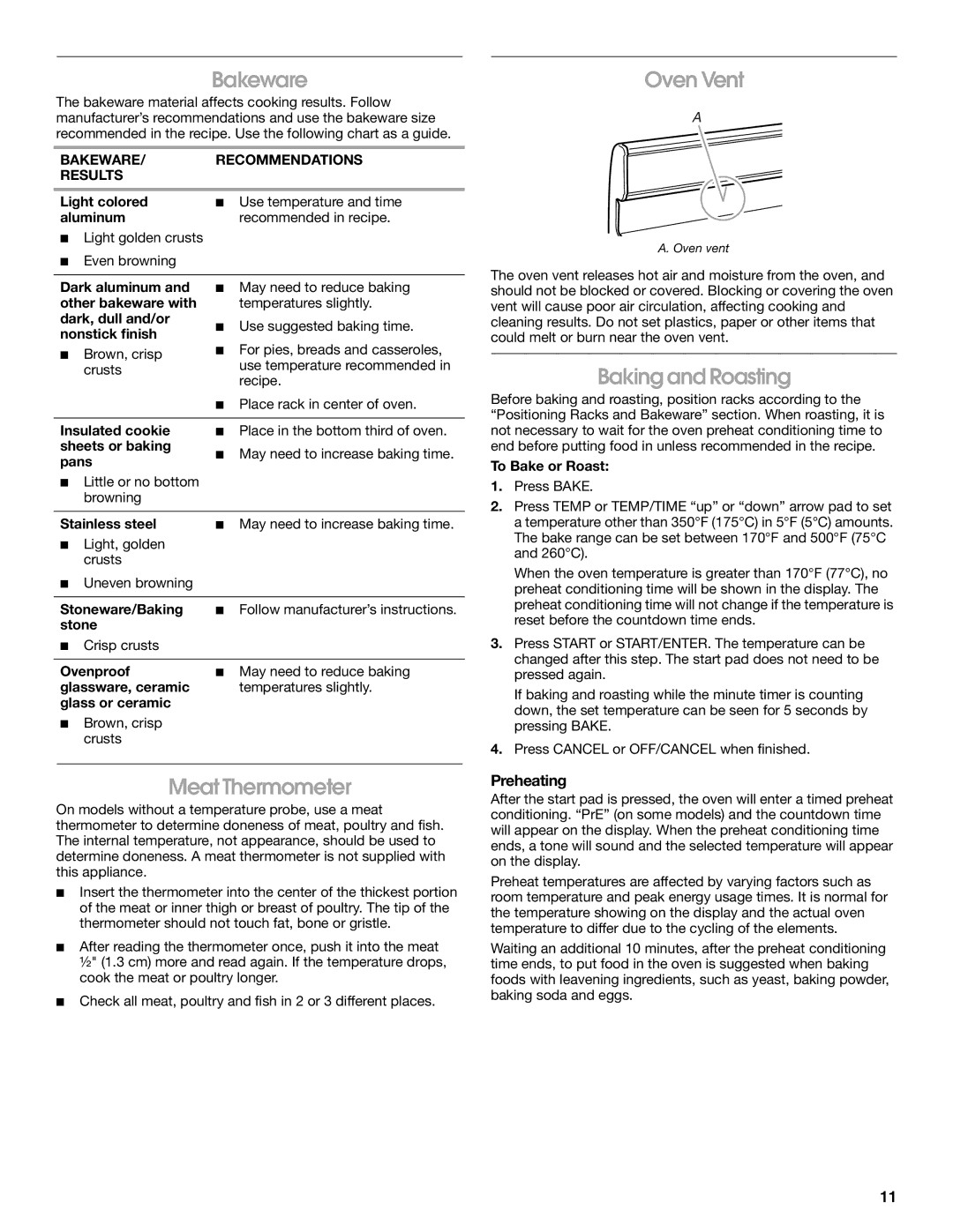 IKEA Range manual Bakeware, Meat Thermometer, Oven Vent, Baking and Roasting, Preheating 