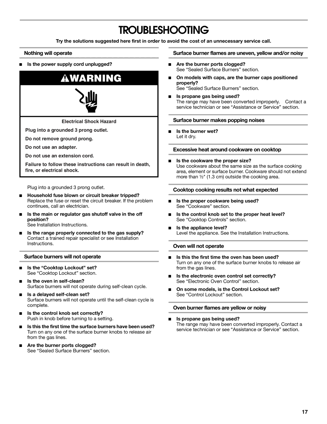 IKEA Range manual Troubleshooting 