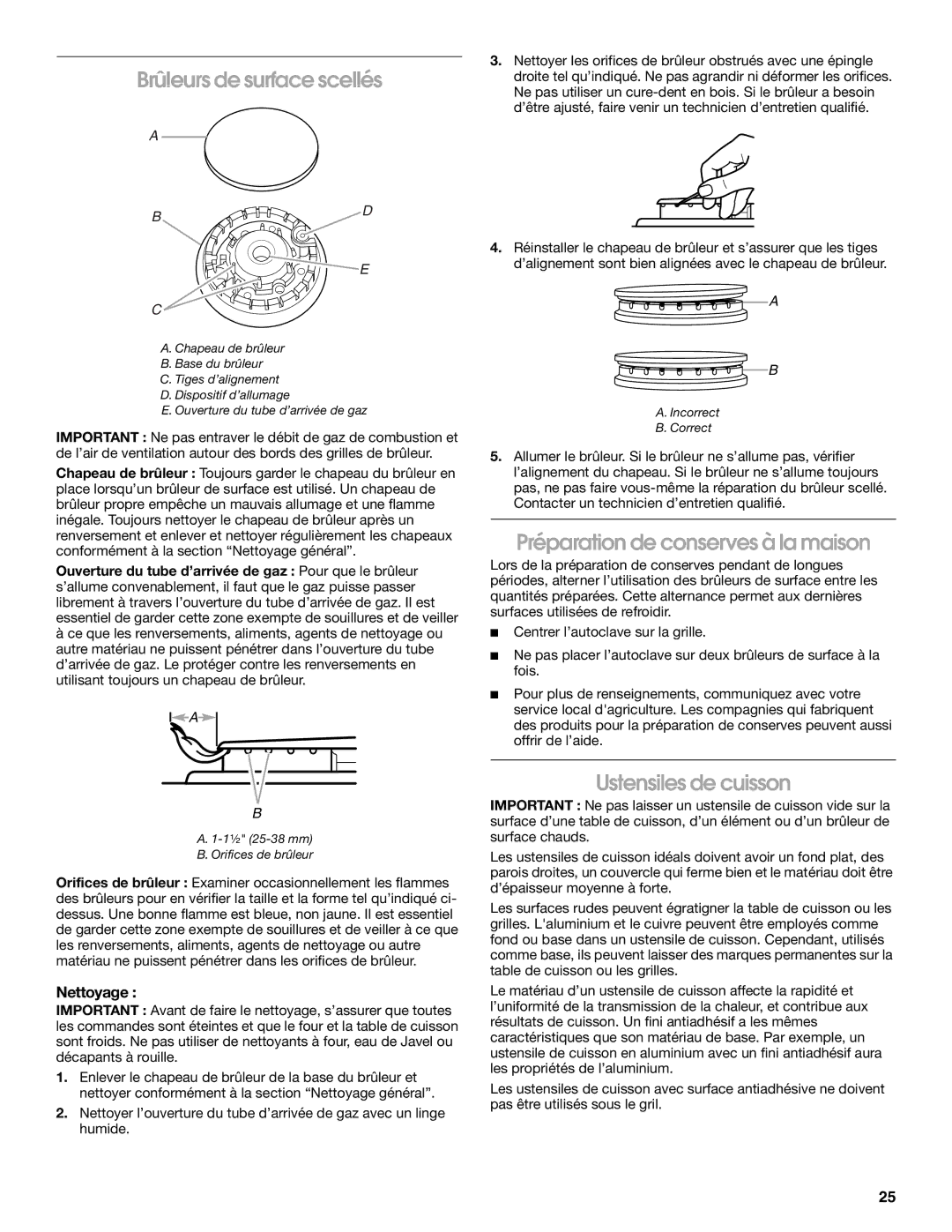 IKEA Range manual Brûleurs de surface scellés, Préparation de conserves à la maison, Ustensiles de cuisson, Nettoyage 