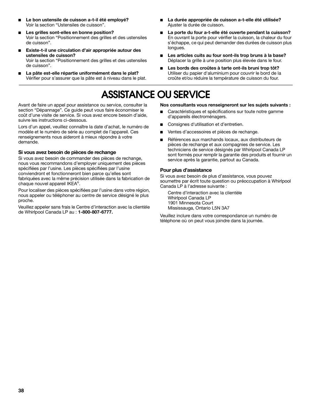 IKEA Range manual Assistance OU Service, Si vous avez besoin de pièces de rechange, Pour plus d’assistance 