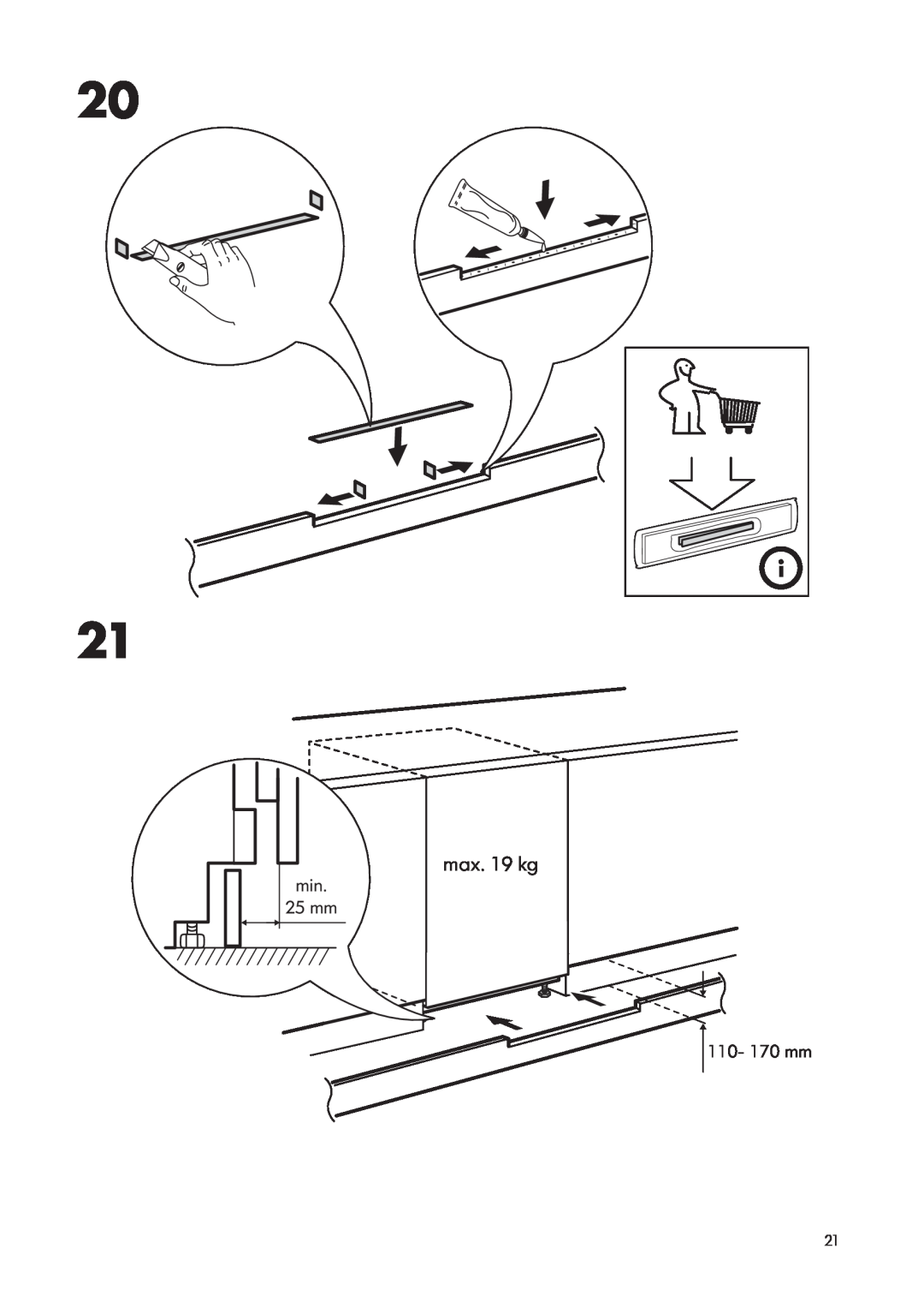 IKEA SC100/17 manual max. 19 kg, 25 mm, 110- 170 mm 
