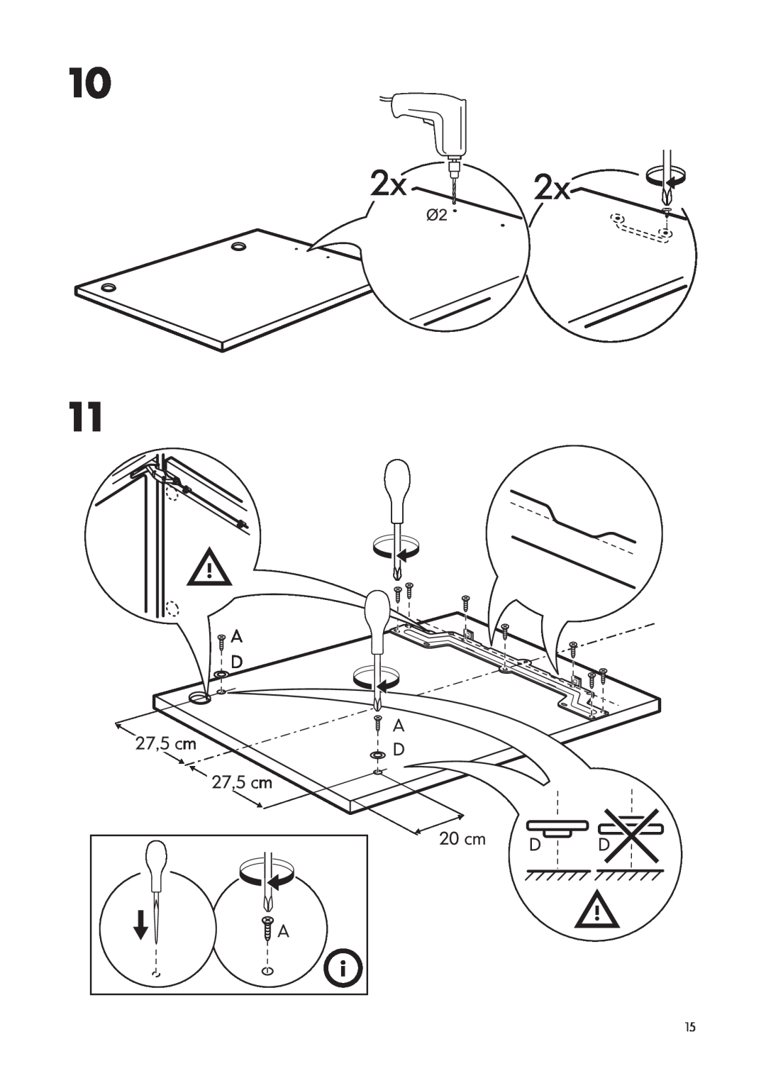 IKEA SF98 manual A D 27,5 cm 27,5 cm A, 20 cm 