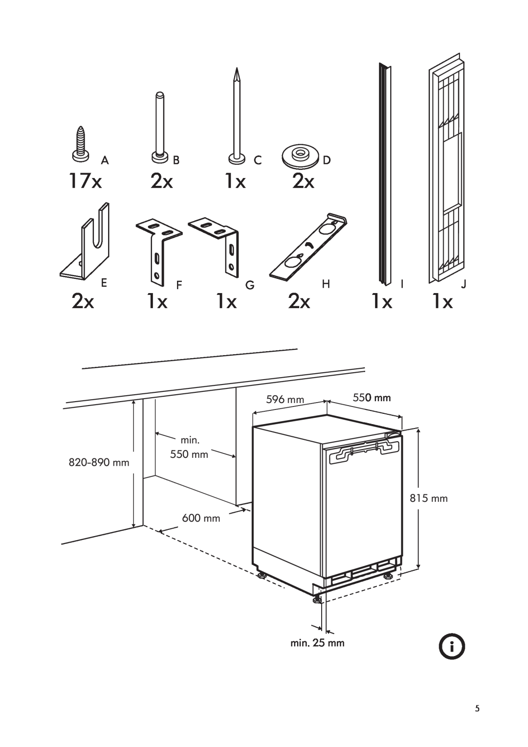 IKEA SF98 manual A Bc D, 17x, 2x E, 1x F, 1x G, 2x H, 1x J 