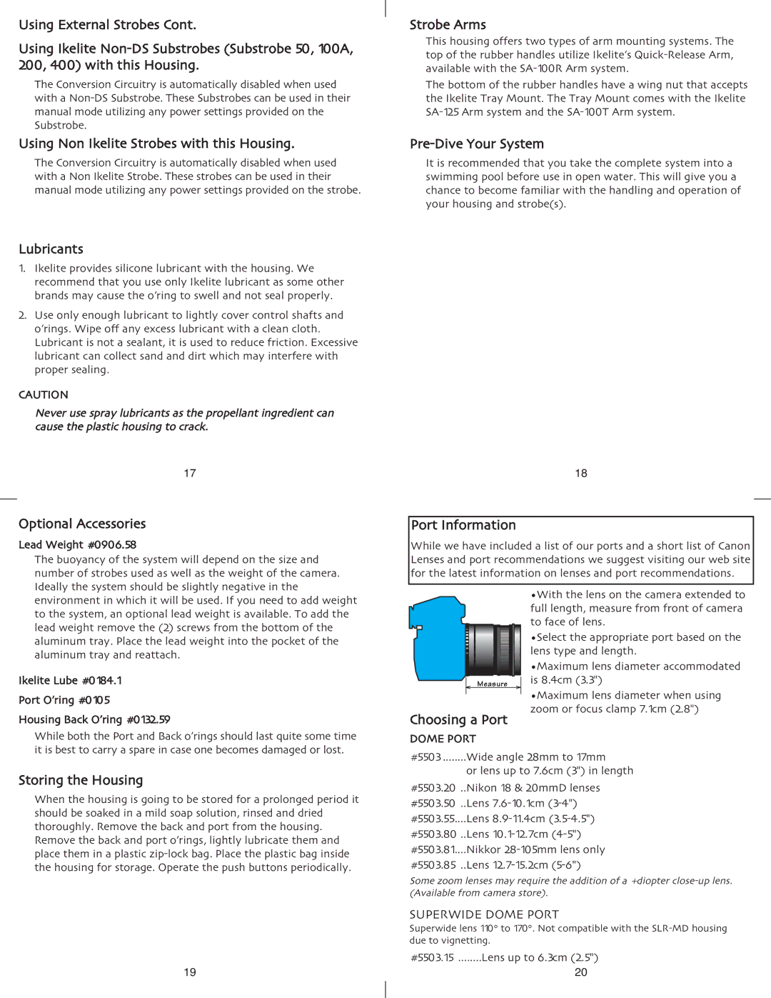 Ikelite 400D instruction manual Strobe Arms 