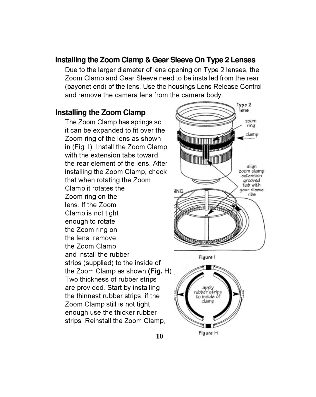 Ikelite 6870.40 for Canon EOS 40D instruction manual Installing the Zoom Clamp & Gear Sleeve On Type 2 Lenses 