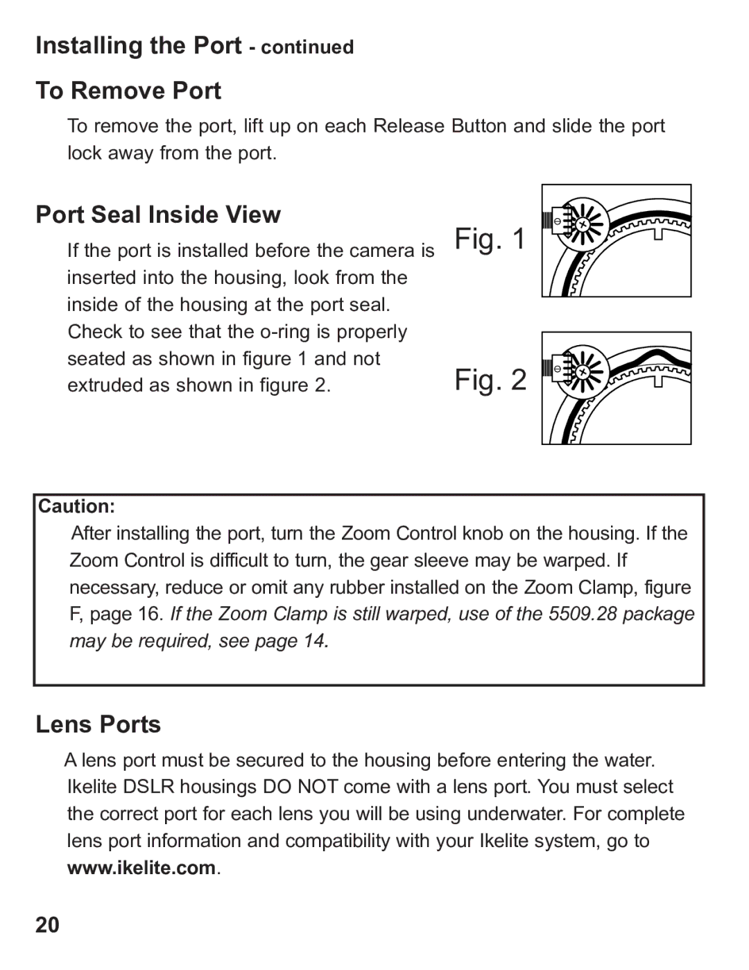 Ikelite 6871.07 instruction manual Installing the Port To Remove Port, Port Seal Inside View, Lens Ports 