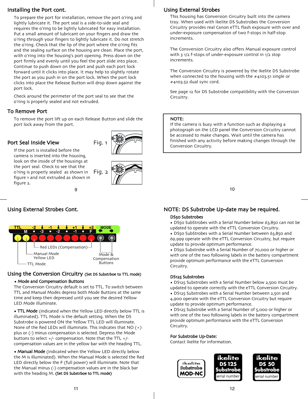 Ikelite 6871.2 instruction manual Installing the Port, Port Seal Inside View, Using External Strobes 