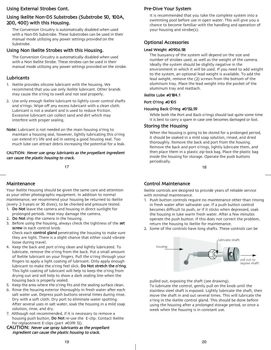 Ikelite 6871.45, 6872.10 instruction manual Pre-Dive Your System 