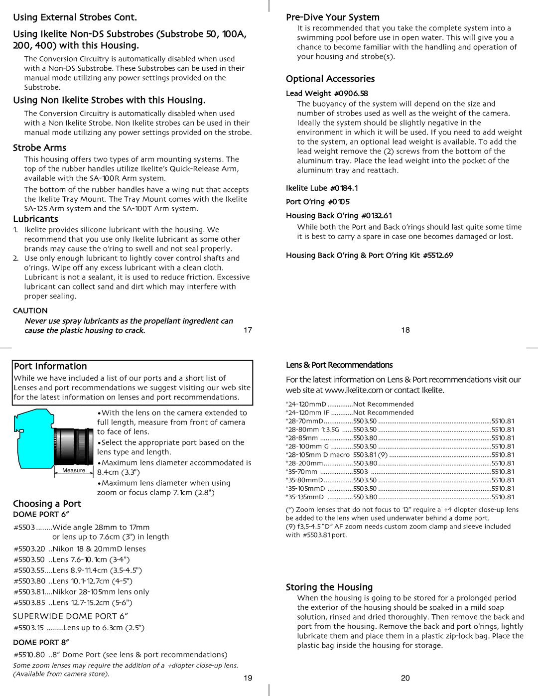 Ikelite D200 instruction manual Pre-Dive Your System 