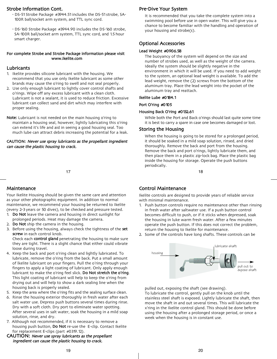 Ikelite D700 instruction manual Strobe Information, Pre-Dive Your System 