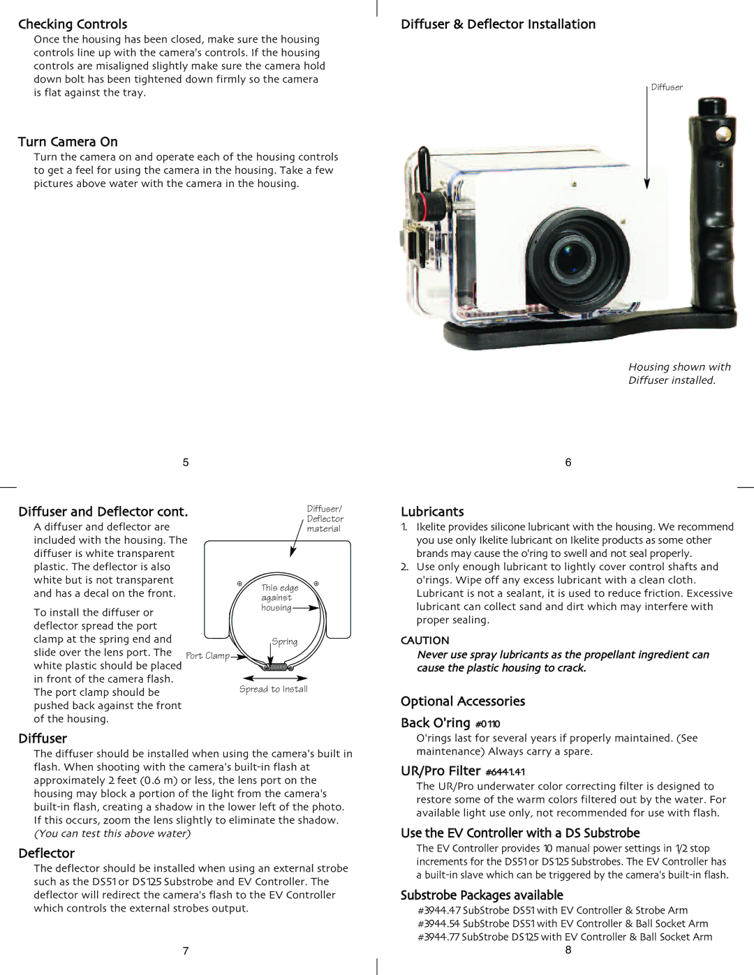 Ikelite DSC-H3 Checking Controls, Use the EV Controller with a DS Substrobe, Substrobe Packages available 