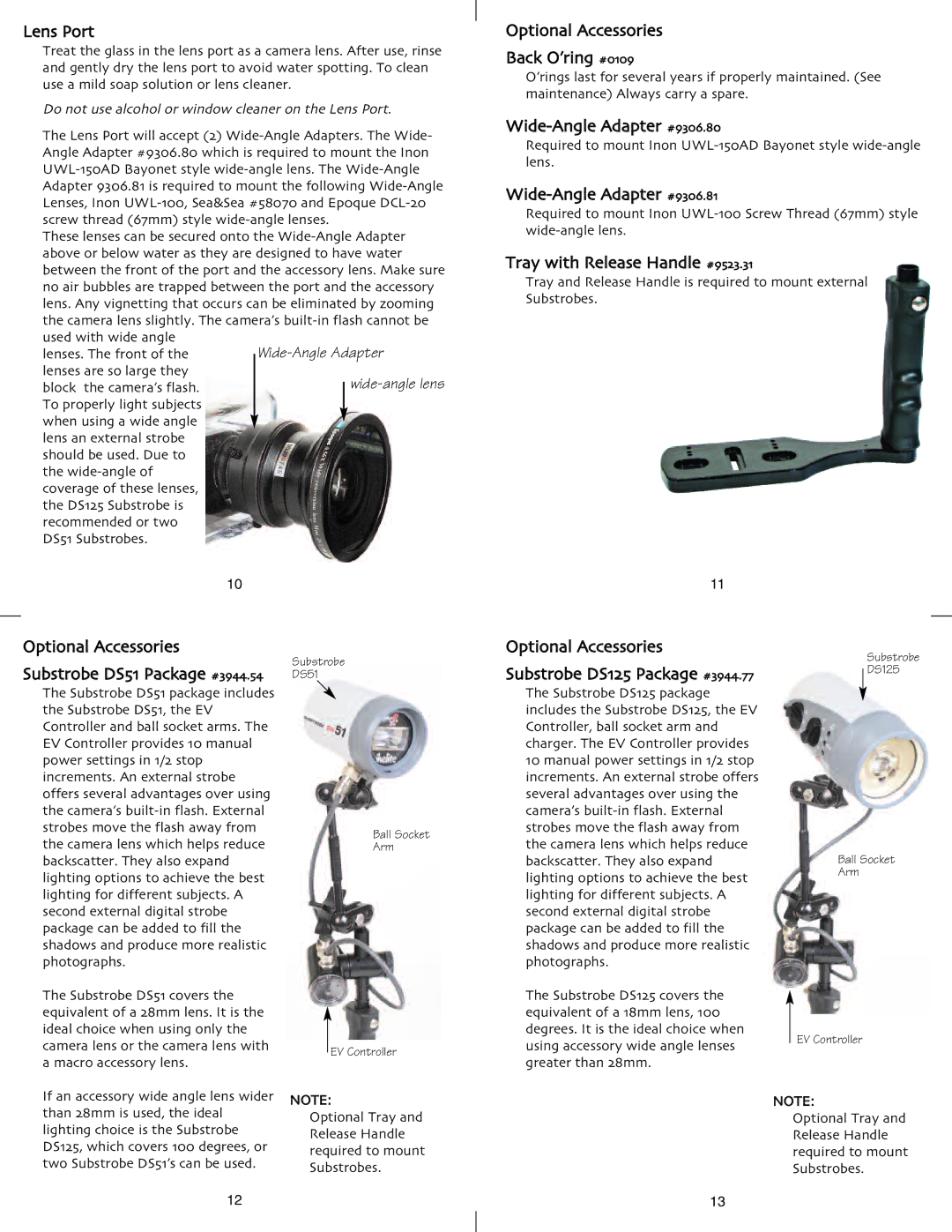 Ikelite DSC-W7 Lens Port, Optional Accessories Back O’ring #0109, Wide-Angle Adapter #9306.80, Wide-Angle Adapter #9306.81 