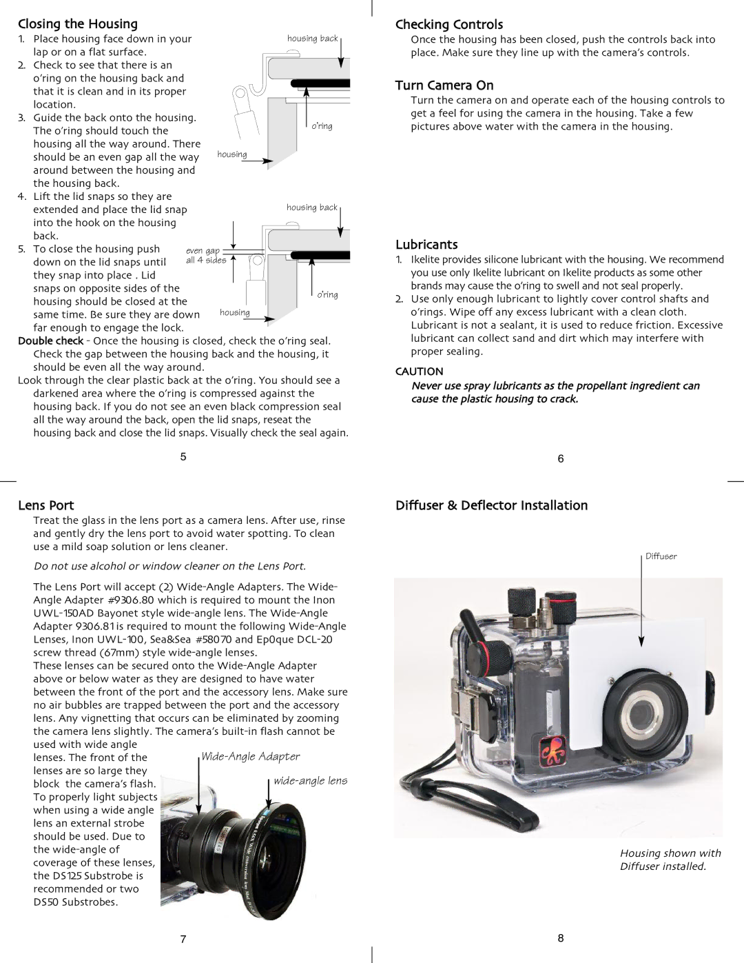 Ikelite E-900 instruction manual Closing the Housing, Checking Controls 