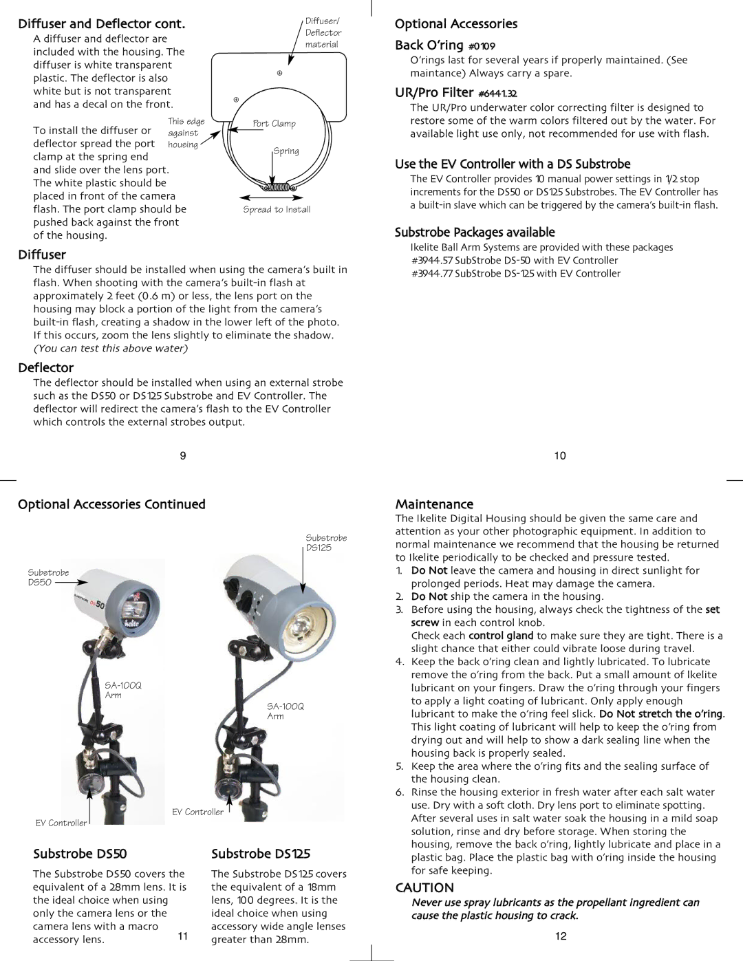 Ikelite E-900 instruction manual Diffuser and Deflector, Optional Accessories, Use the EV Controller with a DS Substrobe 