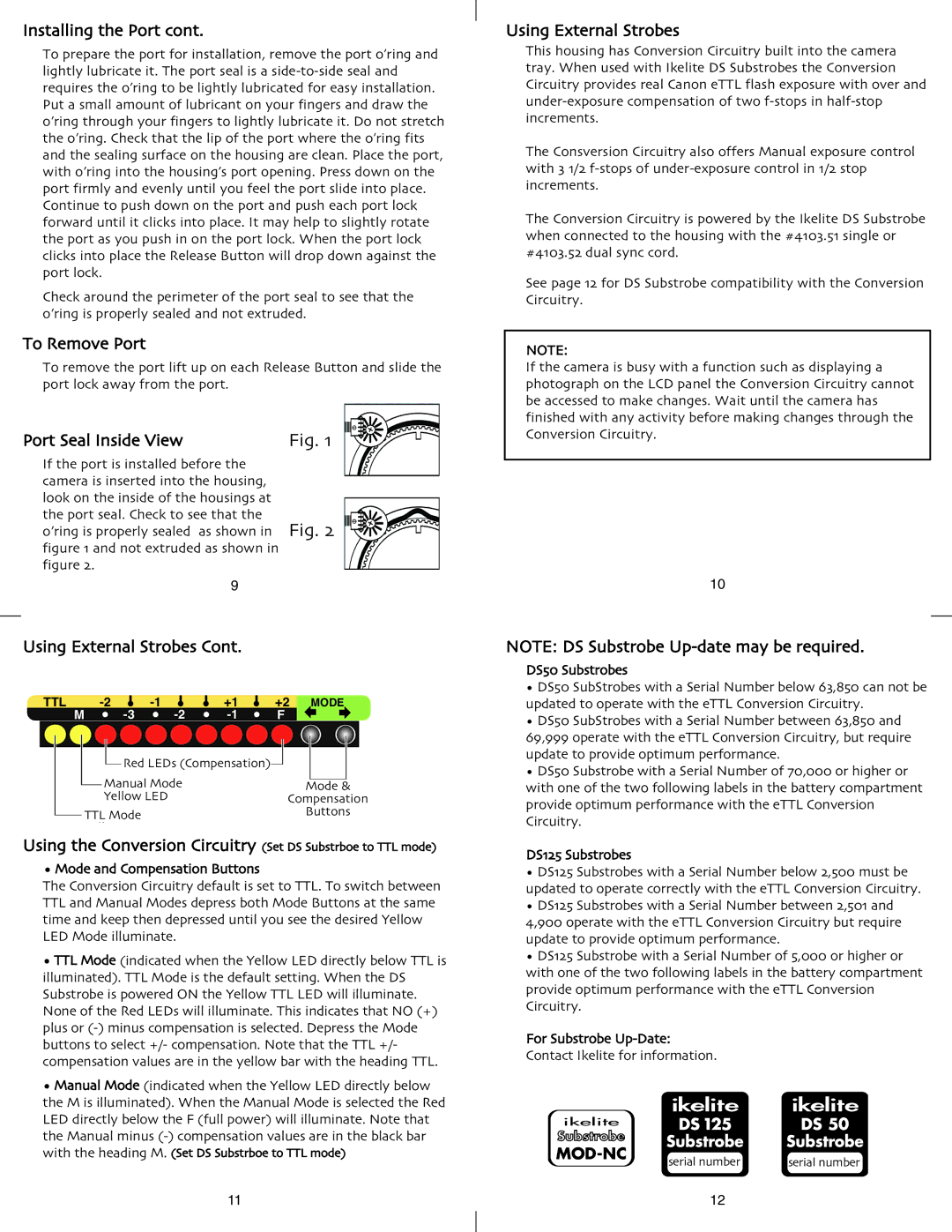 Ikelite EOS 10D instruction manual Installing the Port, Port Seal Inside View, Using External Strobes 