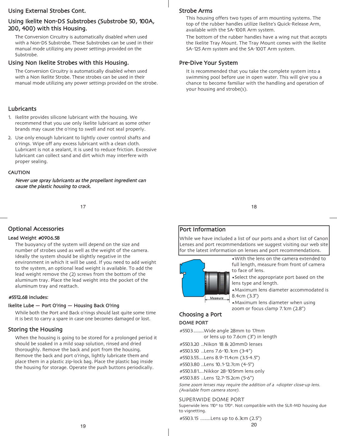 Ikelite EOS-40D instruction manual Strobe Arms 