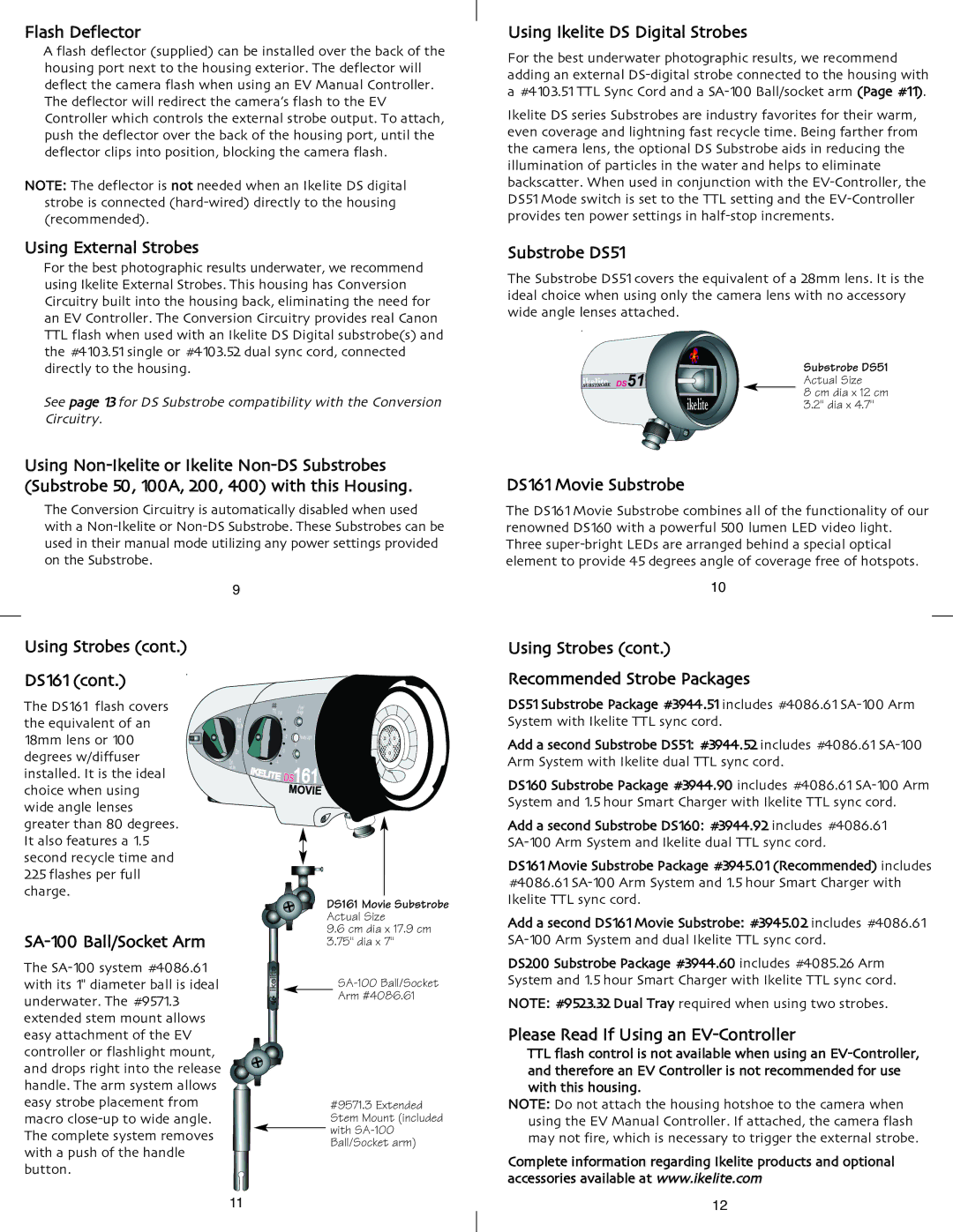 Ikelite G11, G12 Flash Deflector, Using External Strobes, Using Ikelite DS Digital Strobes, Substrobe DS51 