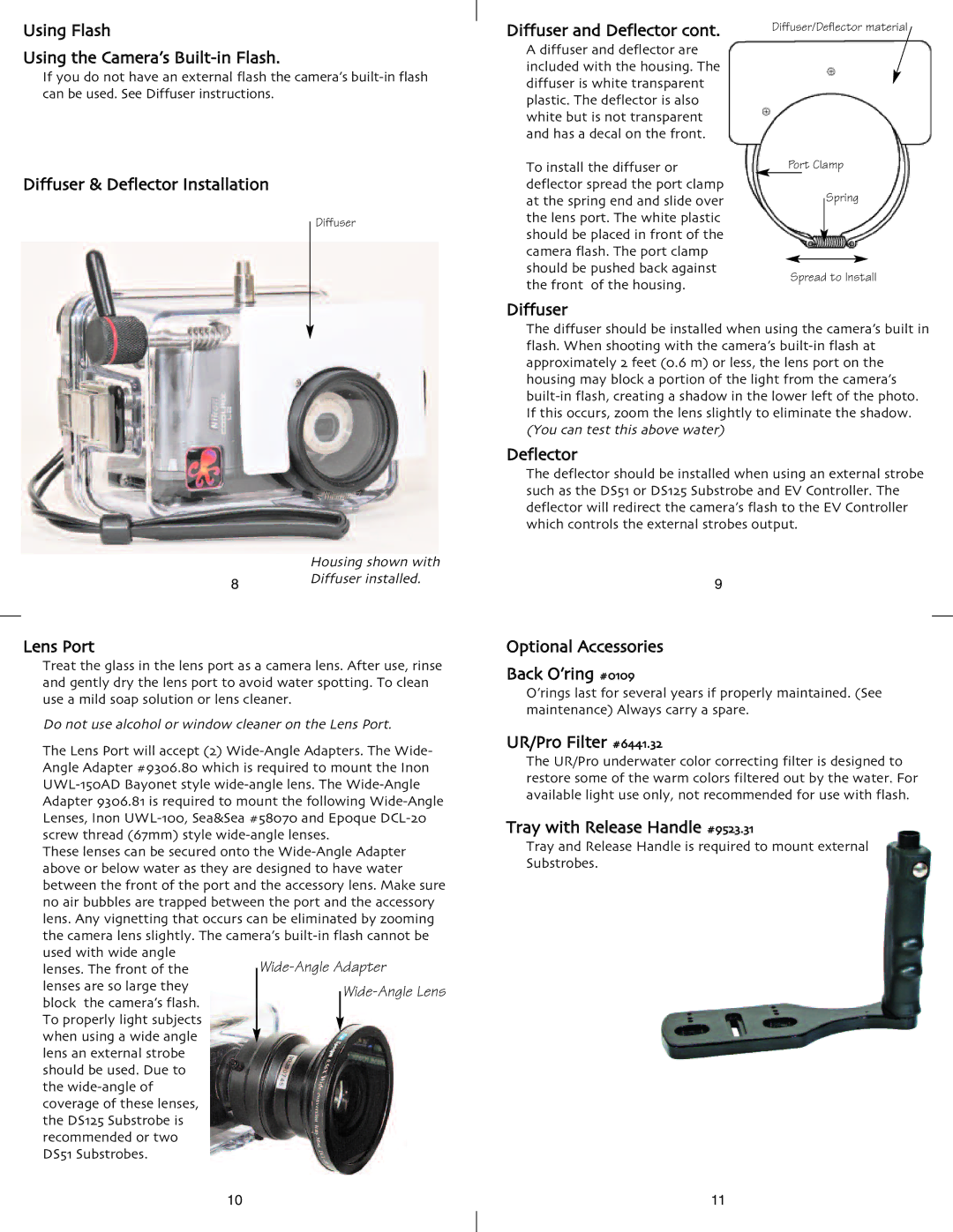 Ikelite L2, L3 Using Flash Using the Camera’s Built-in Flash, Diffuser & Deflector Installation, Lens Port 