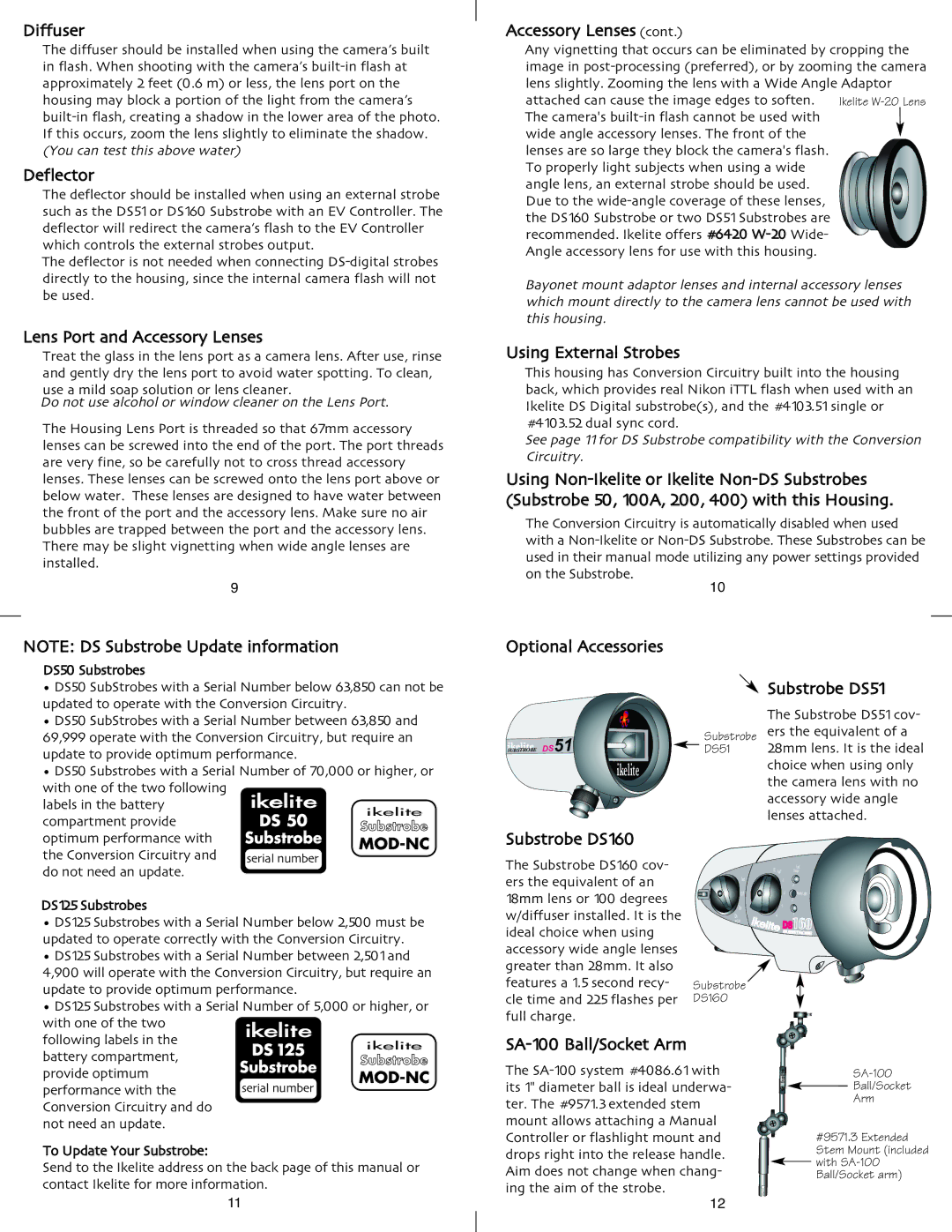 Ikelite P-6000 instruction manual Diffuser, Accessory Lenses 