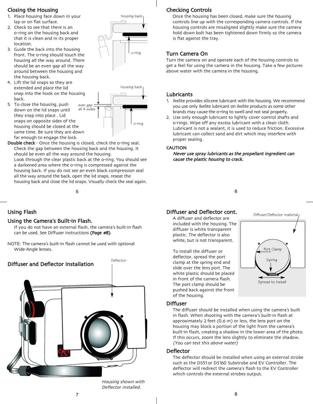 Ikelite DS160, SA-100, A2000 IS instruction manual Closing the Housing, Checking Controls 