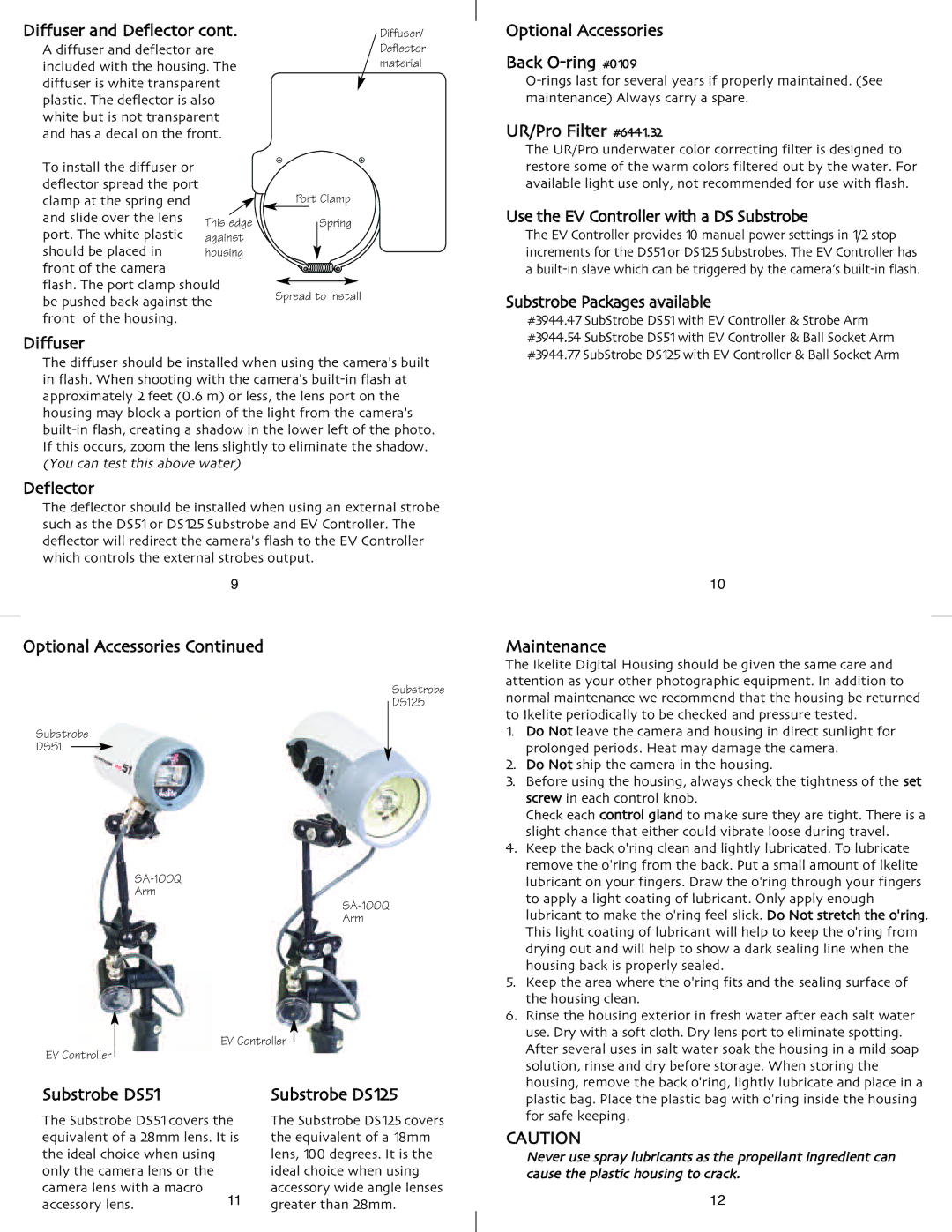 Ikelite SD-750 instruction manual Diffuser and Deflector, Optional Accessories, Use the EV Controller with a DS Substrobe 